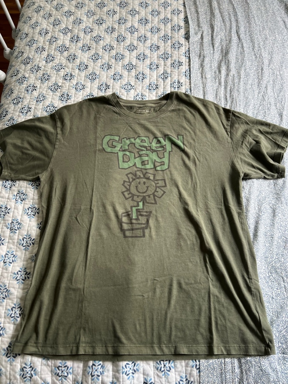American Eagle Outfitters Olive Green 'Green Day' Graphic Tee